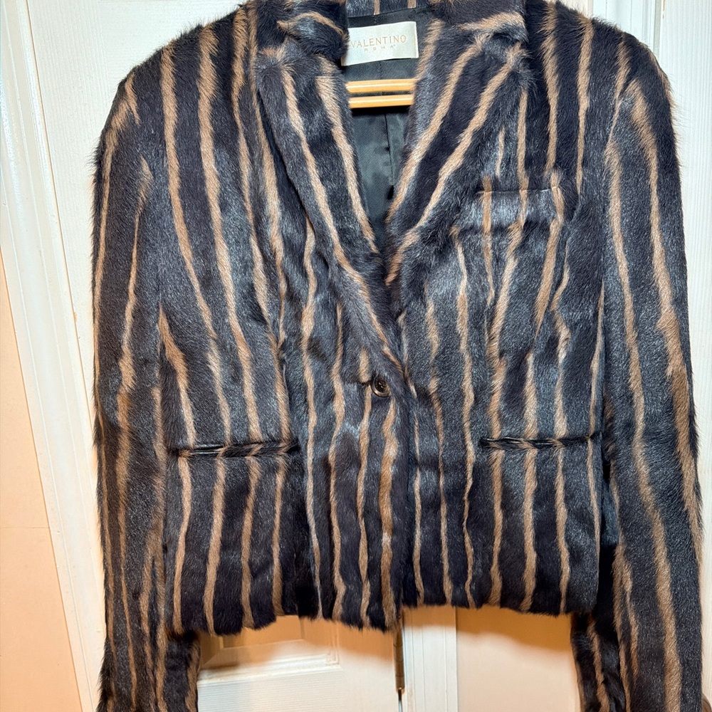 Valentino Roma Hair-On Goatskin Jacket Capretta Italy IT 46 US 10 Y2K